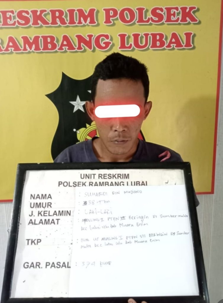 Ungkap Kasus Suhardi(37) Sang Pelaku Penggelapan Tindakan Pidana dalam Jabatan Polsek Rambang Lubai
